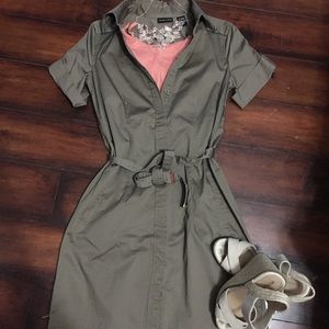 Olive green button down dress